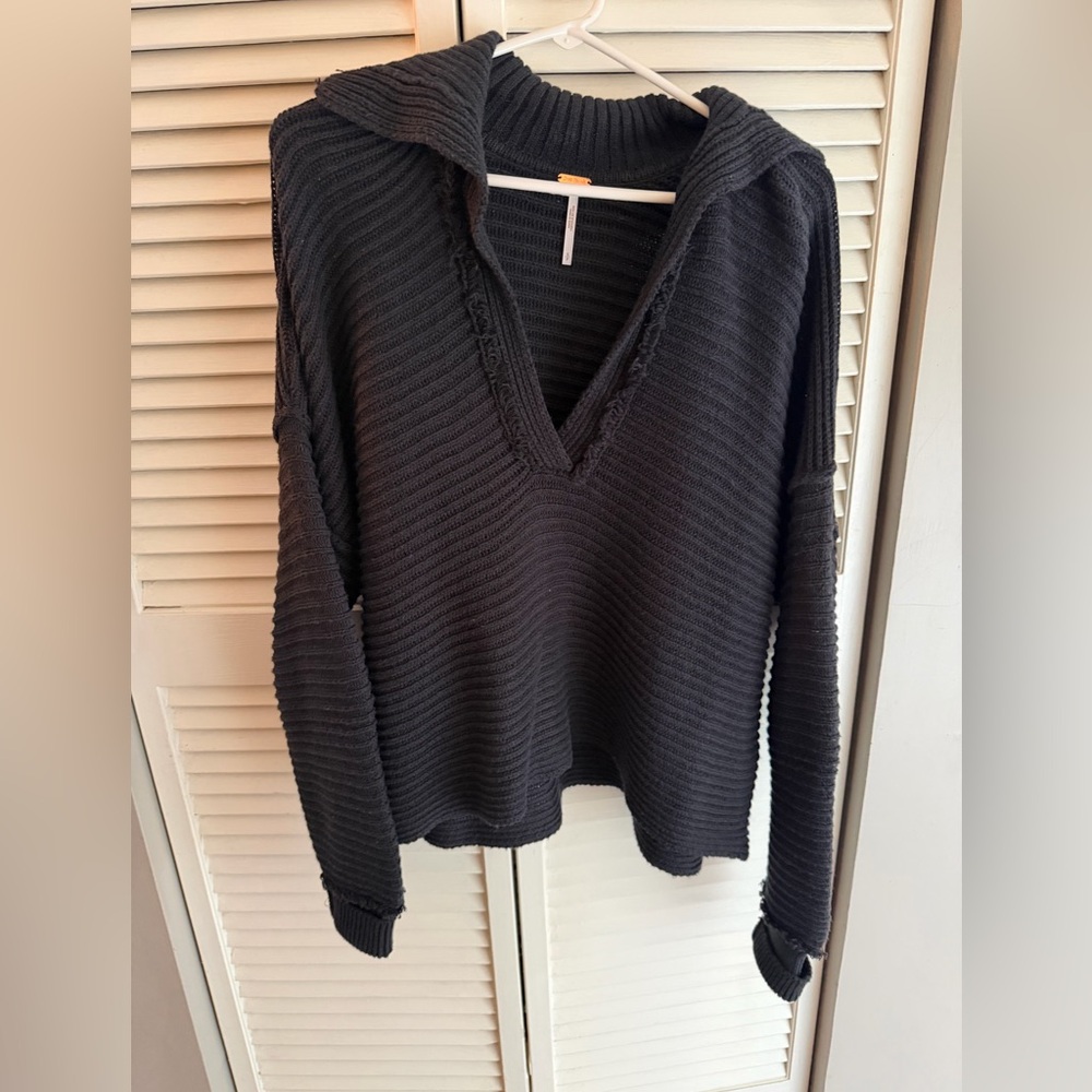 FREE PEOPLE MARLIN DEEP V OVERSIZE PULLOVER, SIZE SMALL